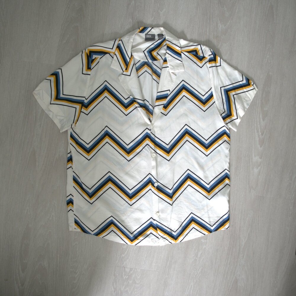 Asos Camp Collar Shirt, Geometric Pattern